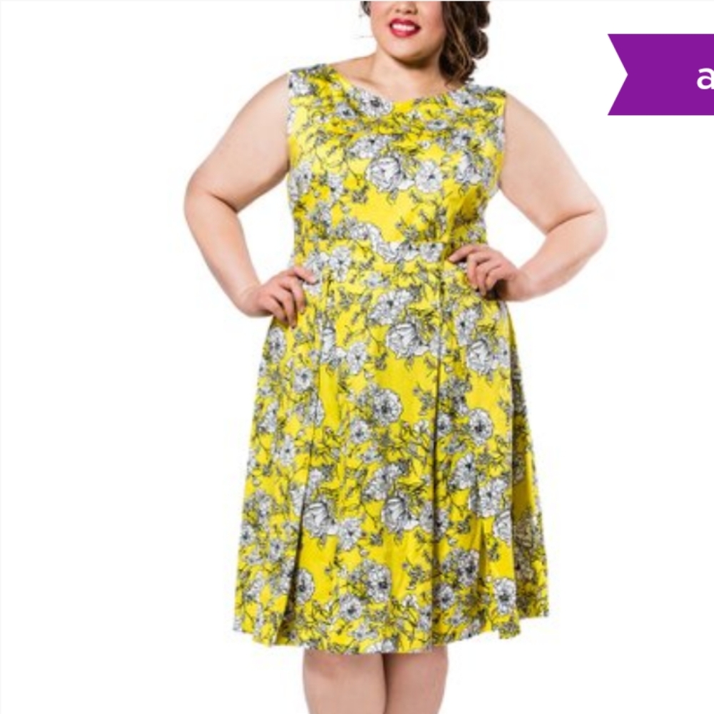 Yellow floral A-line dress